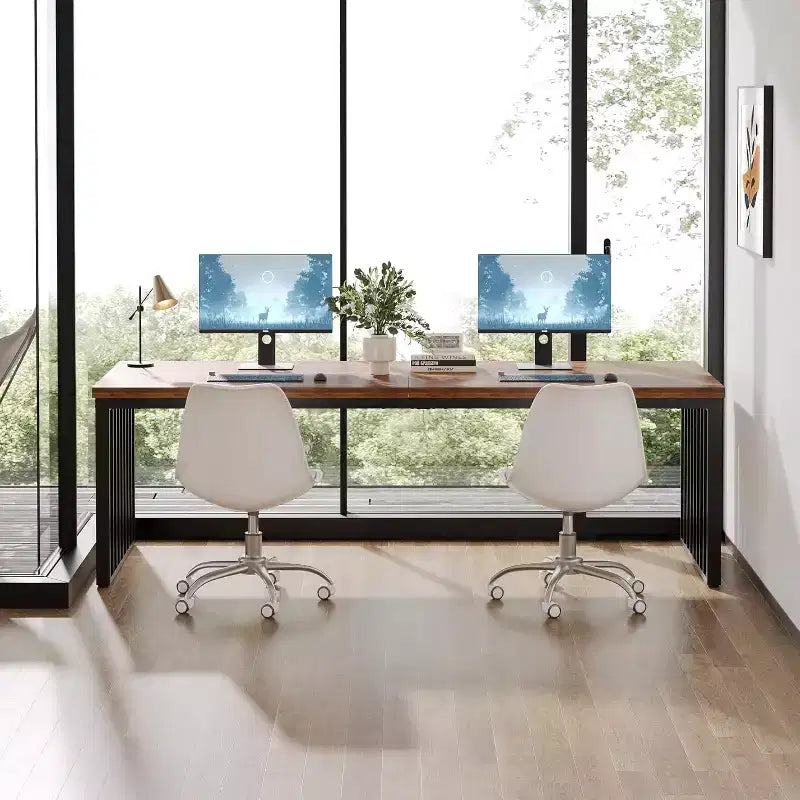Lantine 78.74 Très Long Bureau d'Ordinateur pour 2 Personnes pour Bureau à Domicile
