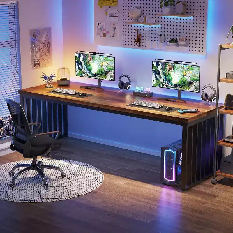 Lantine 78.74 Très Long Bureau d'Ordinateur pour 2 Personnes pour Bureau à Domicile