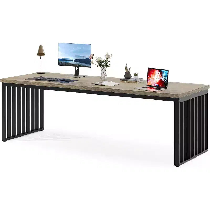 Lantine 78.74 Très Long Bureau d'Ordinateur pour 2 Personnes pour Bureau à Domicile