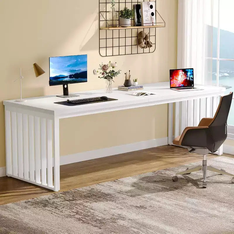 Lantine 78.74 Très Long Bureau d'Ordinateur pour 2 Personnes pour Bureau à Domicile