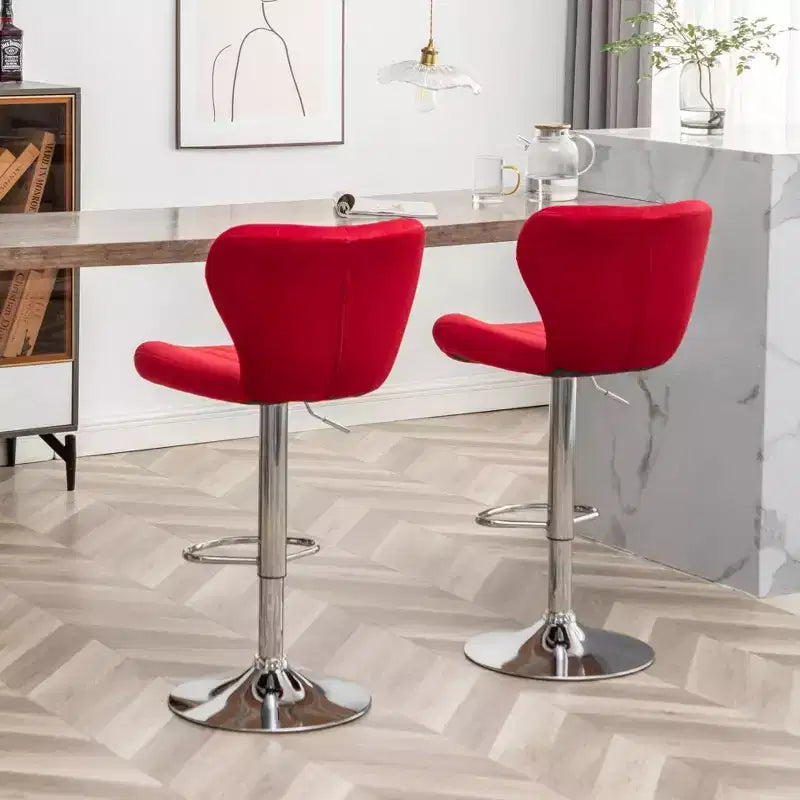 Tabourets de bar pivotants ajustables Ellston rembourrés rouges, lot de 2