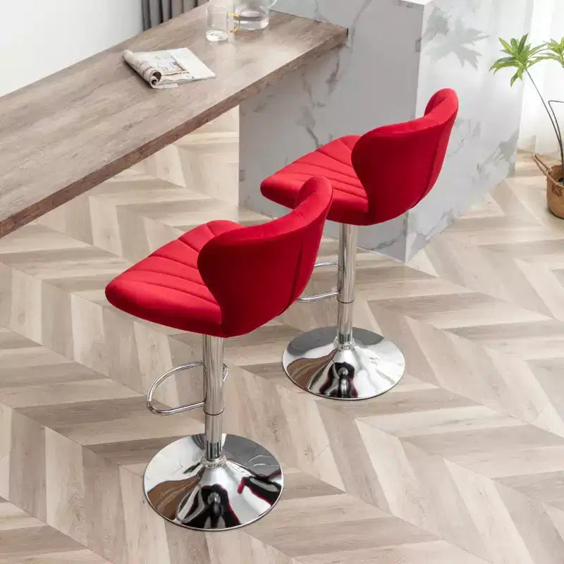 Tabourets de bar pivotants ajustables Ellston rembourrés rouges, lot de 2
