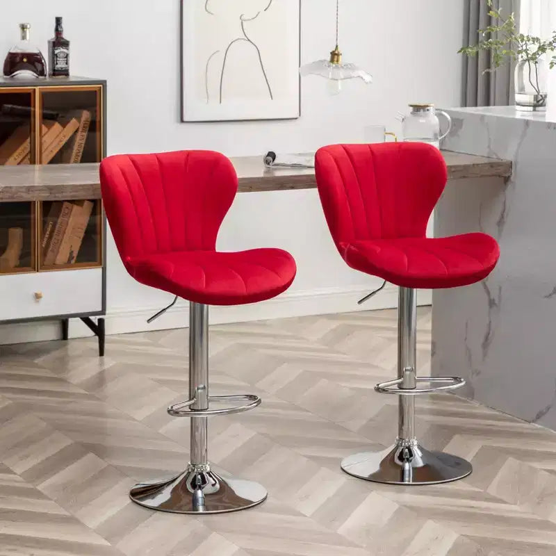 Tabourets de bar pivotants ajustables Ellston rembourrés rouges, lot de 2