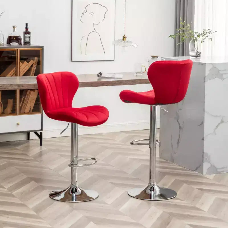 Tabourets de bar pivotants ajustables Ellston rembourrés rouges, lot de 2