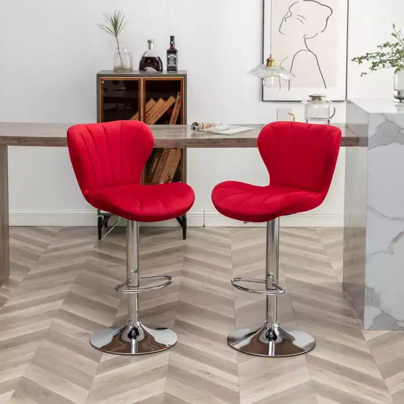 Tabourets de bar pivotants ajustables Ellston rembourrés rouges, lot de 2