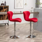 Tabourets de bar pivotants ajustables Ellston rembourrés rouges, lot de 2