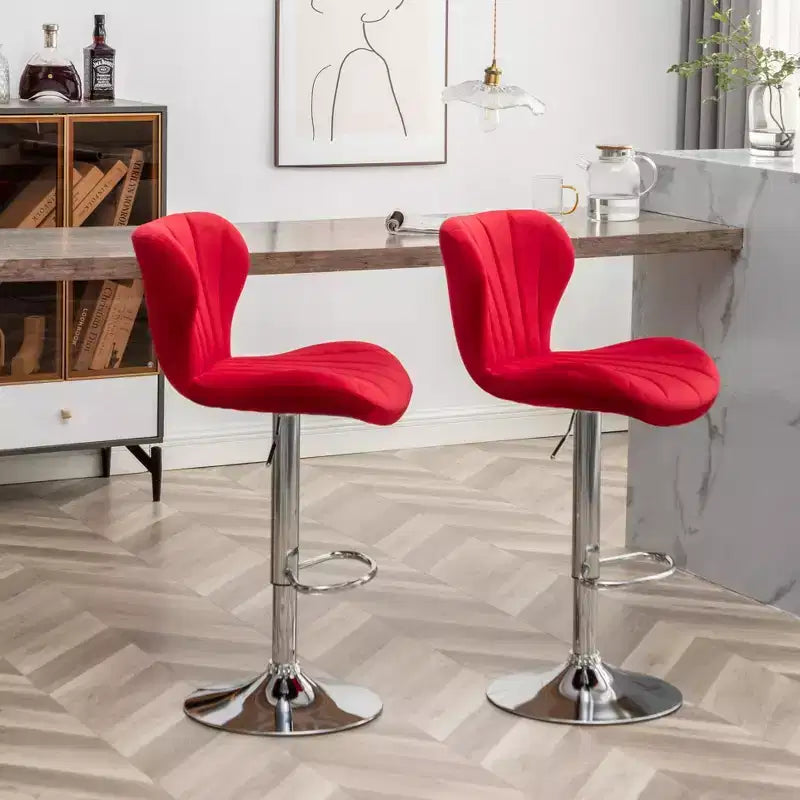 Tabourets de bar pivotants ajustables Ellston rembourrés rouges, lot de 2
