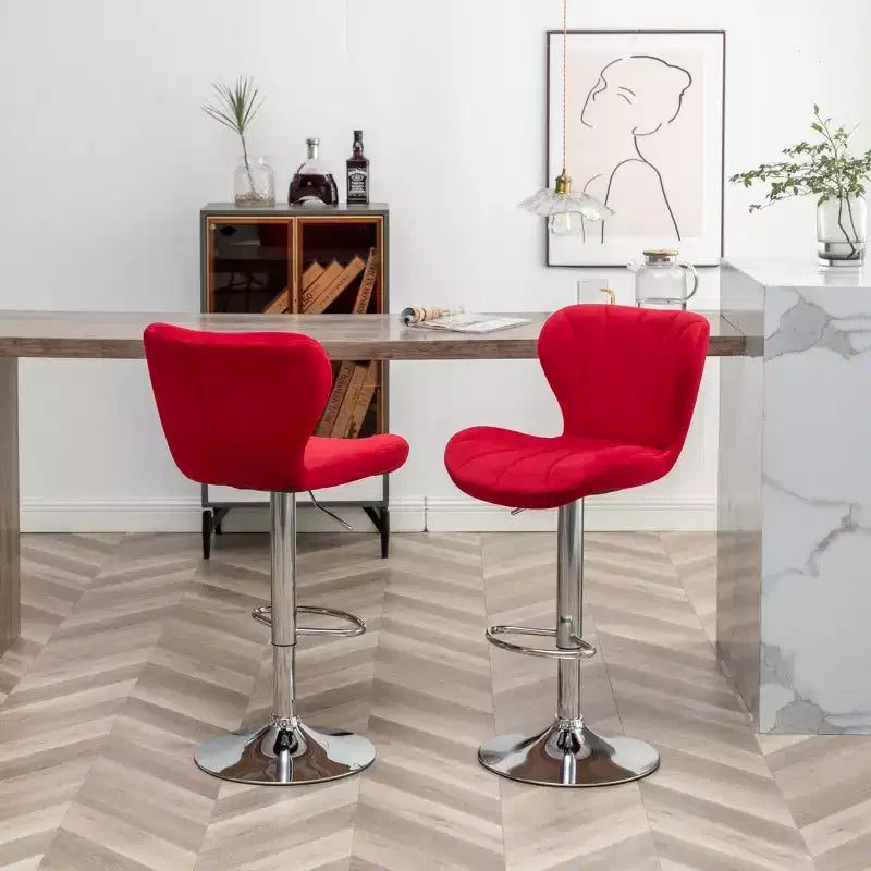 Tabourets de bar pivotants ajustables Ellston rembourrés rouges, lot de 2