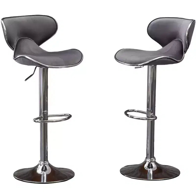 Tabouret de bar pivotant réglable en velours Masaccio de Roundhill Furniture, gris, lot de 2