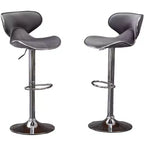 Tabouret de bar pivotant réglable en velours Masaccio de Roundhill Furniture, gris, lot de 2