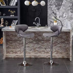 Tabouret de bar pivotant réglable en velours Masaccio de Roundhill Furniture, gris, lot de 2