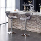 Tabouret de bar pivotant réglable en velours Masaccio de Roundhill Furniture, gris, lot de 2