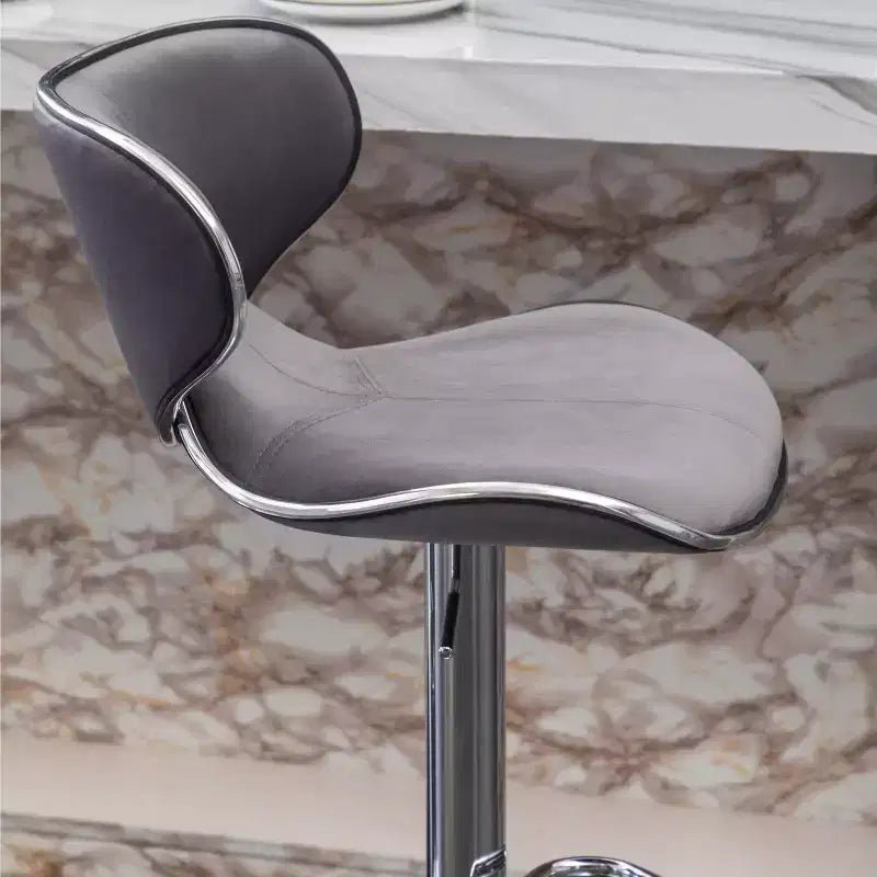 Tabouret de bar pivotant réglable en velours Masaccio de Roundhill Furniture, gris, lot de 2