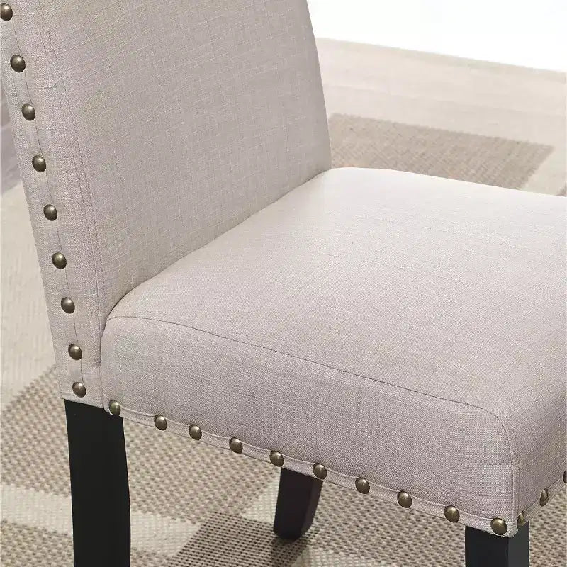 Tabourets de bar en tissu Biony Roundhill Furniture avec garniture cloutée, havane, lot de 2