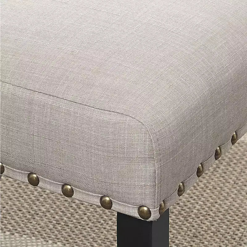 Tabourets de bar en tissu Biony Roundhill Furniture avec garniture cloutée, havane, lot de 2