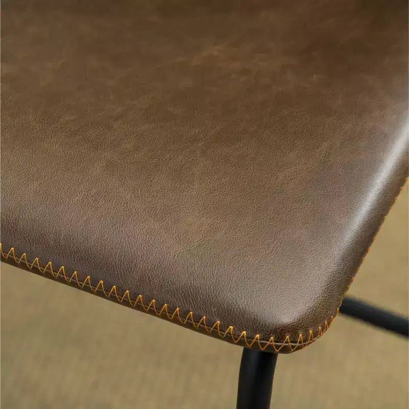 Tabourets de bar en similicuir PU vintage Lotusville de Roundhill Furniture, Marron antique, Lot de 2