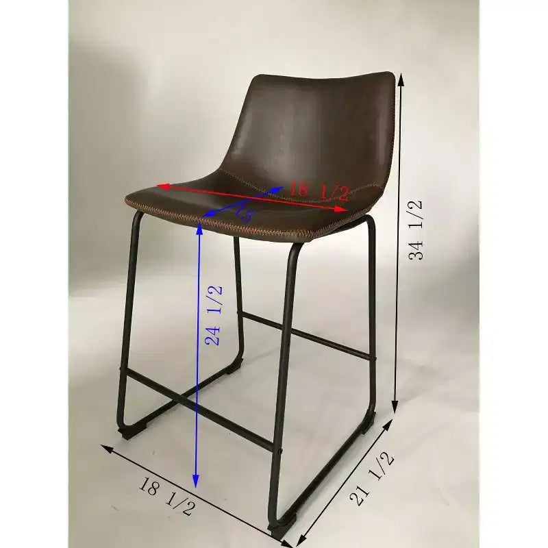 Tabourets de bar en similicuir PU vintage Lotusville de Roundhill Furniture, Marron antique, Lot de 2