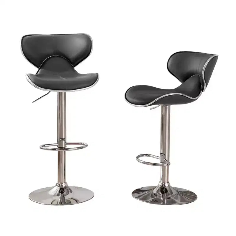 Tabourets de bar pivotants réglables Roundhill Furniture Masaccio avec coussin en similicuir, base chromée, gris, lot de 2