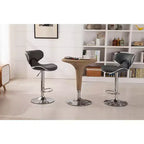 Tabourets de bar pivotants réglables Roundhill Furniture Masaccio avec coussin en similicuir, base chromée, gris, lot de 2
