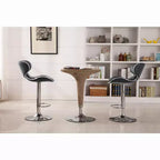Tabourets de bar pivotants réglables Roundhill Furniture Masaccio avec coussin en similicuir, base chromée, gris, lot de 2