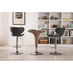 Tabourets de bar pivotants réglables Roundhill Furniture Masaccio avec coussin en similicuir, base chromée, gris, lot de 2