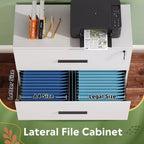 Classeur latéral en bois DEXYLLO à 2 tiroirs avec serrure pour bureau à domicile