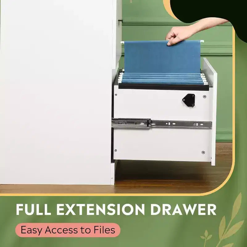 Classeur latéral en bois DEXYLLO à 2 tiroirs avec serrure pour bureau à domicile