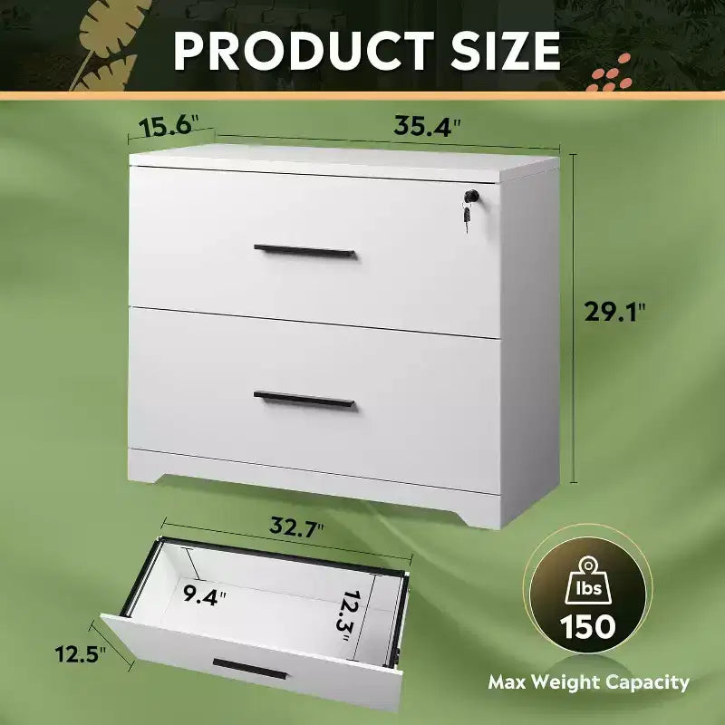 Classeur latéral en bois DEXYLLO à 2 tiroirs avec serrure pour bureau à domicile