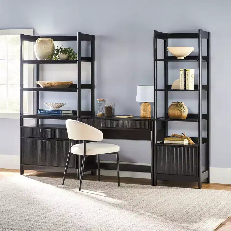 Saracina Home Bureau transitionnel 3 pièces avec 1 bibliothèque étroite et 1 bibliothèque large
