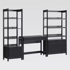 Saracina Home 3pc Transitional Desk with 1 Narrow Bookcase and 1 Wide Bookcase