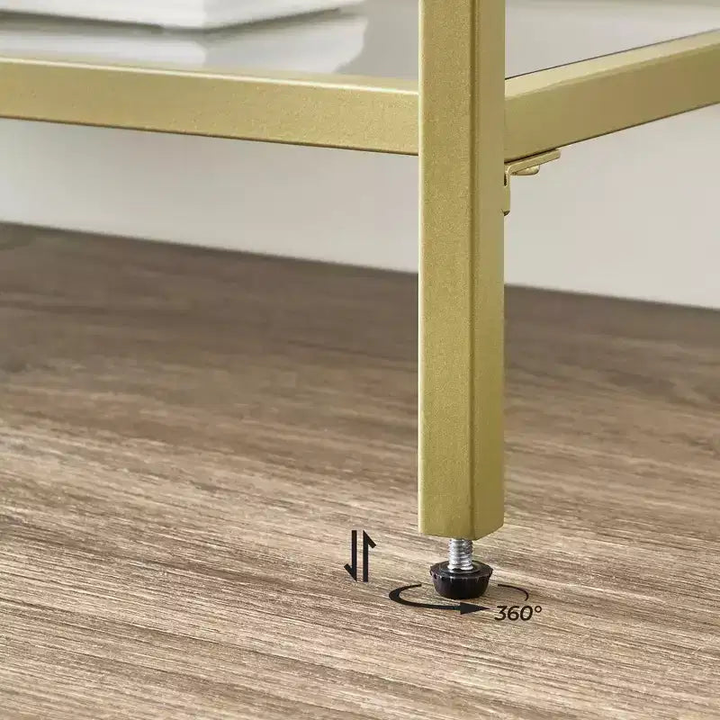 VASAGLE Table Console de 130 cm avec 3 Étagères, Table d'Appoint, Table d'Entrée, Cadre en Métal, Étagère en Verre Trempé, Style Moderne
