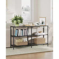 VASAGLE 51.2 Inch Console Table with 3 Shelves, Sofa Table, Entryway Table, Metal Frame, Tempered Glass Shelf, Modern Style