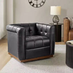 Fauteuil club pivotant Frankie en cuir véritable | HULALA HOME
