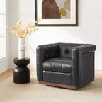 Fauteuil club pivotant Frankie en cuir véritable | HULALA HOME