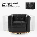 Fauteuil club pivotant Frankie en cuir véritable | HULALA HOME