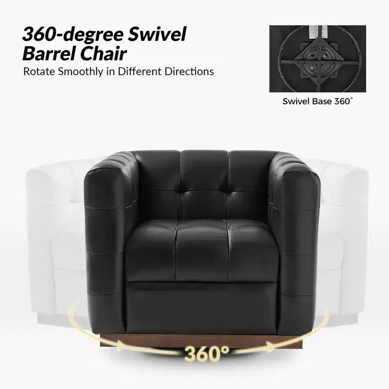 Fauteuil club pivotant Frankie en cuir véritable | HULALA HOME
