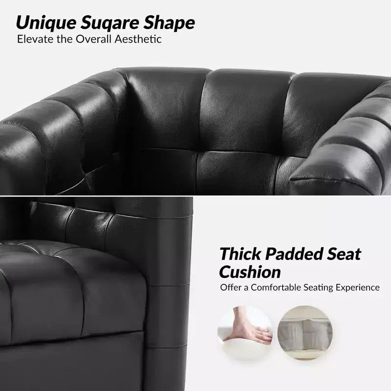 Fauteuil club pivotant Frankie en cuir véritable | HULALA HOME