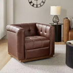 Fauteuil club pivotant Frankie en cuir véritable | HULALA HOME