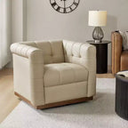 Fauteuil club pivotant Frankie en cuir véritable | HULALA HOME