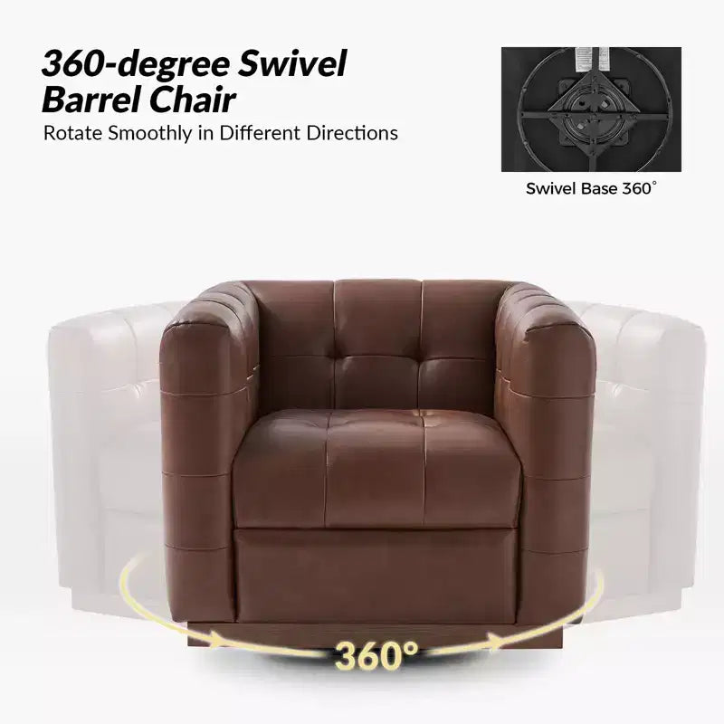 Fauteuil club pivotant Frankie en cuir véritable | HULALA HOME