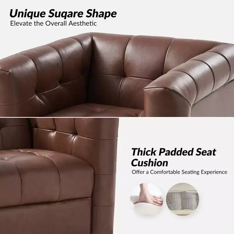 Fauteuil club pivotant Frankie en cuir véritable | HULALA HOME