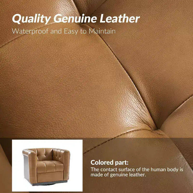 Fauteuil club pivotant Frankie en cuir véritable | HULALA HOME
