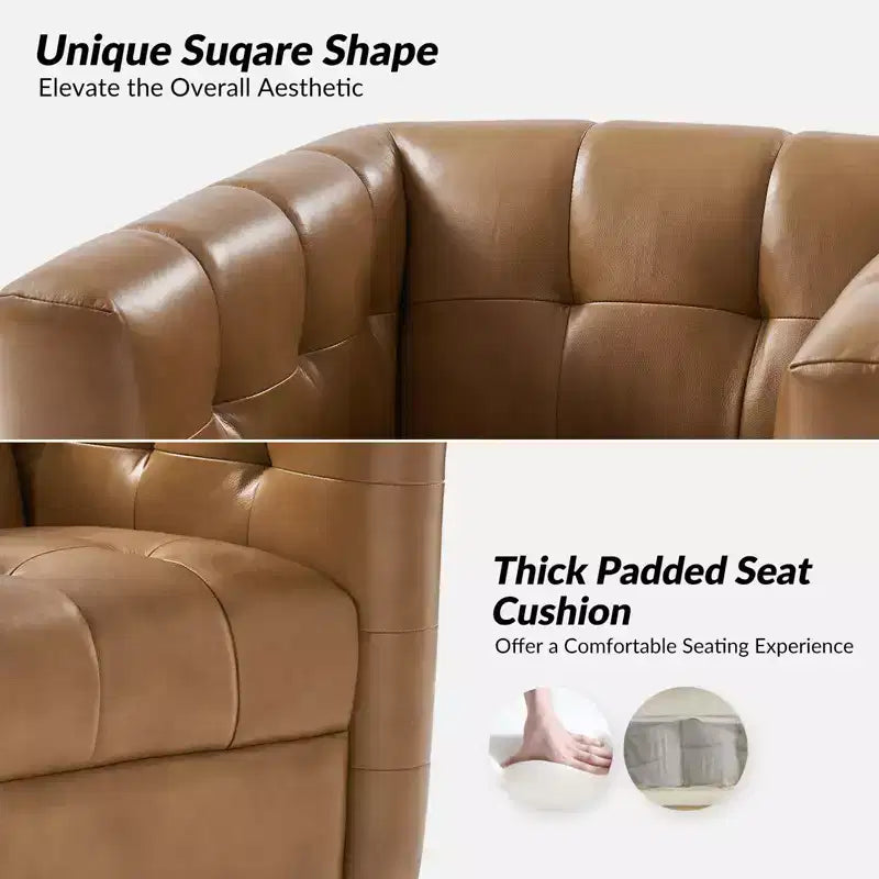 Fauteuil club pivotant Frankie en cuir véritable | HULALA HOME