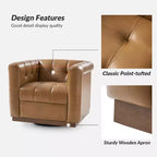 Fauteuil club pivotant Frankie en cuir véritable | HULALA HOME