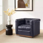 Fauteuil club pivotant Frankie en cuir véritable | HULALA HOME