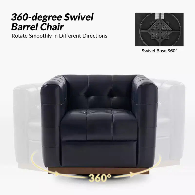 Fauteuil club pivotant Frankie en cuir véritable | HULALA HOME