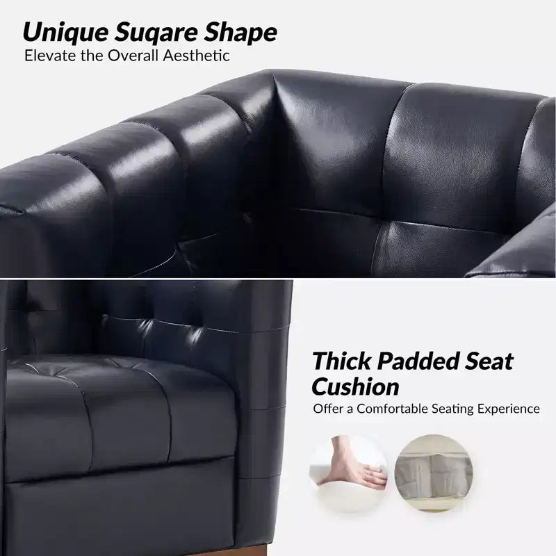 Fauteuil club pivotant Frankie en cuir véritable | HULALA HOME