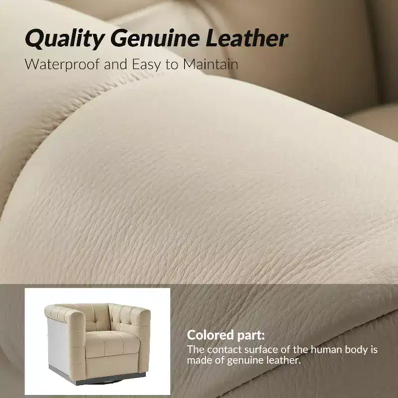 Fauteuil club pivotant Frankie en cuir véritable | HULALA HOME