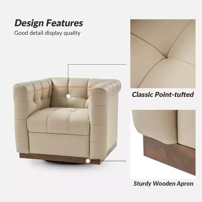 Fauteuil club pivotant Frankie en cuir véritable | HULALA HOME