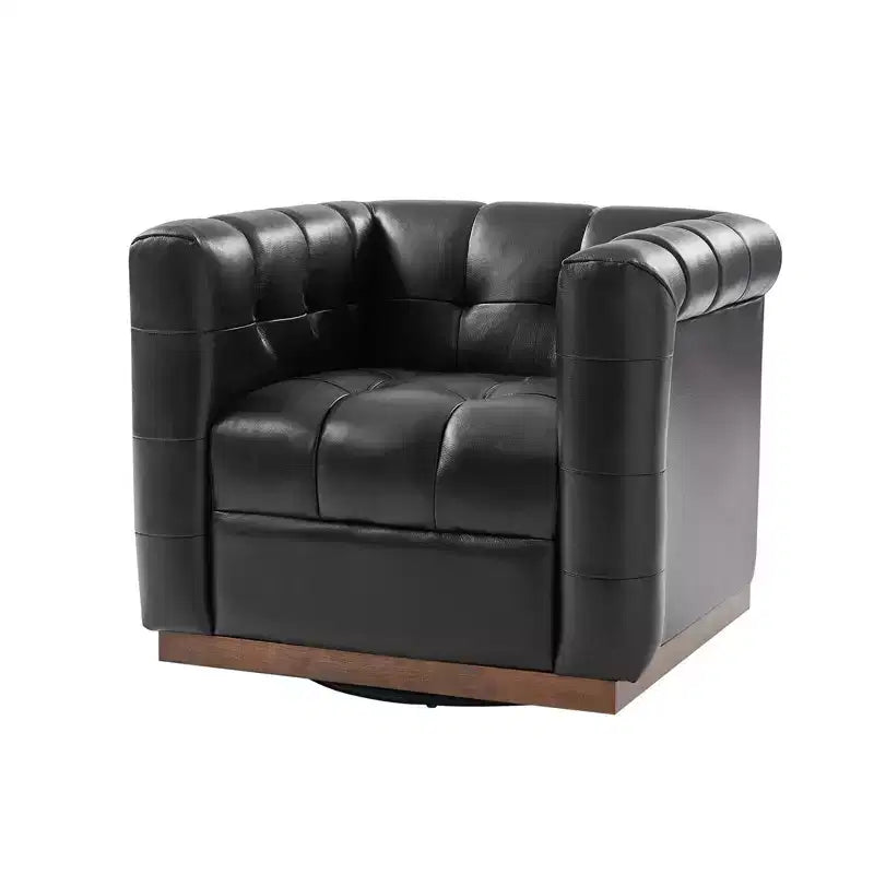 Fauteuil club pivotant Frankie en cuir véritable | HULALA HOME
